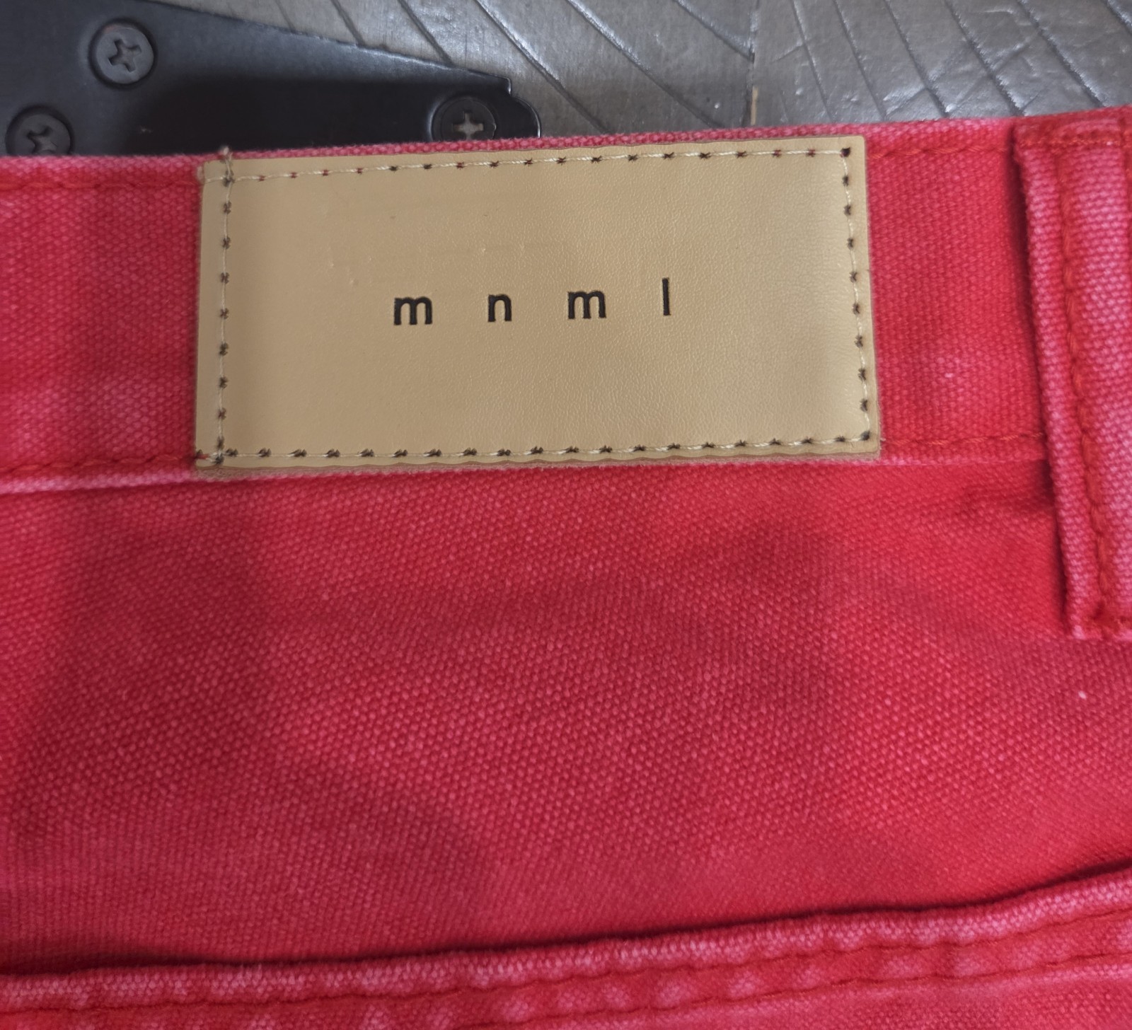 MNML NEW! Bright Red Button Fly Flared Leg Carpenter Jeans Sz 32