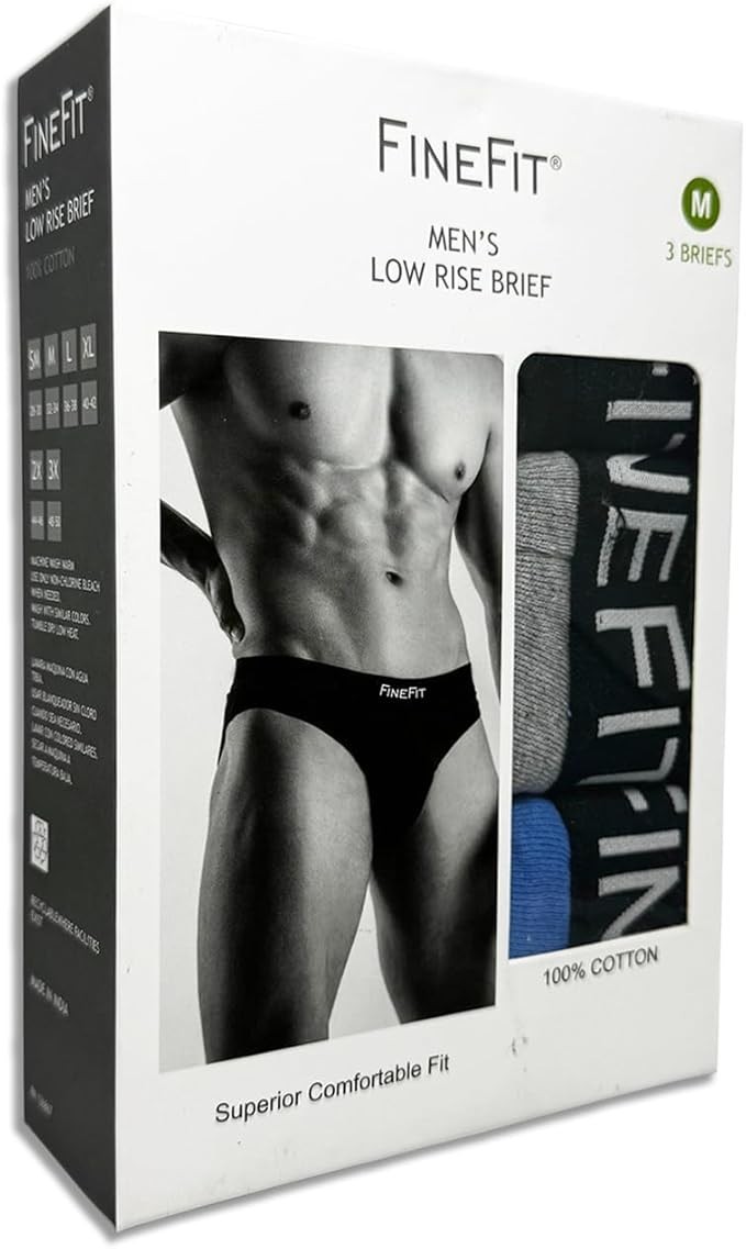 6 Pack Fine Fit Men Classic Briefs Cotton Brief Fit Underwear Solid Colors S-XL