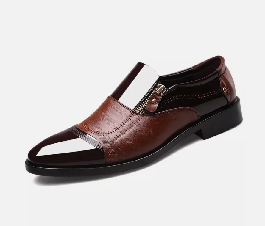 Mens Faux Leather Pointed Toe Oxfords Loafers Business Formal Dress Suit Shoes