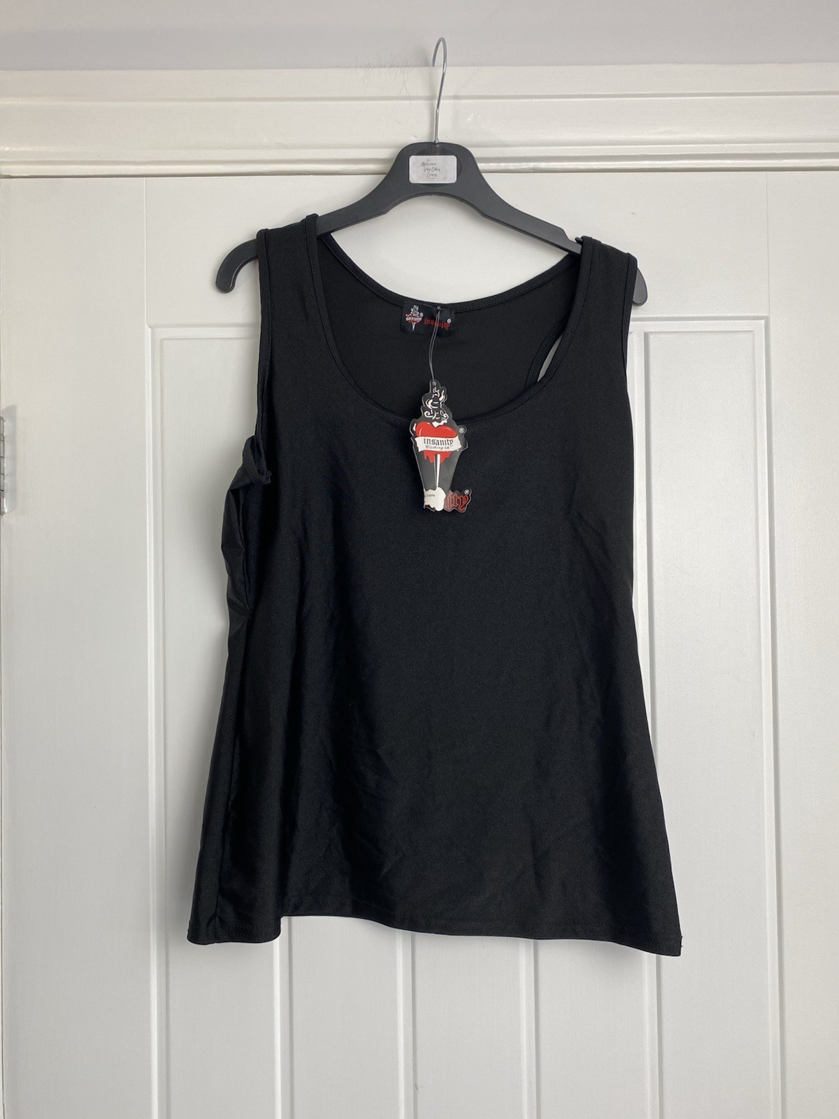 Insanity Clothing Black Stretch Vest Top BNWT Size M/L UK 10-12 Goth Alternative