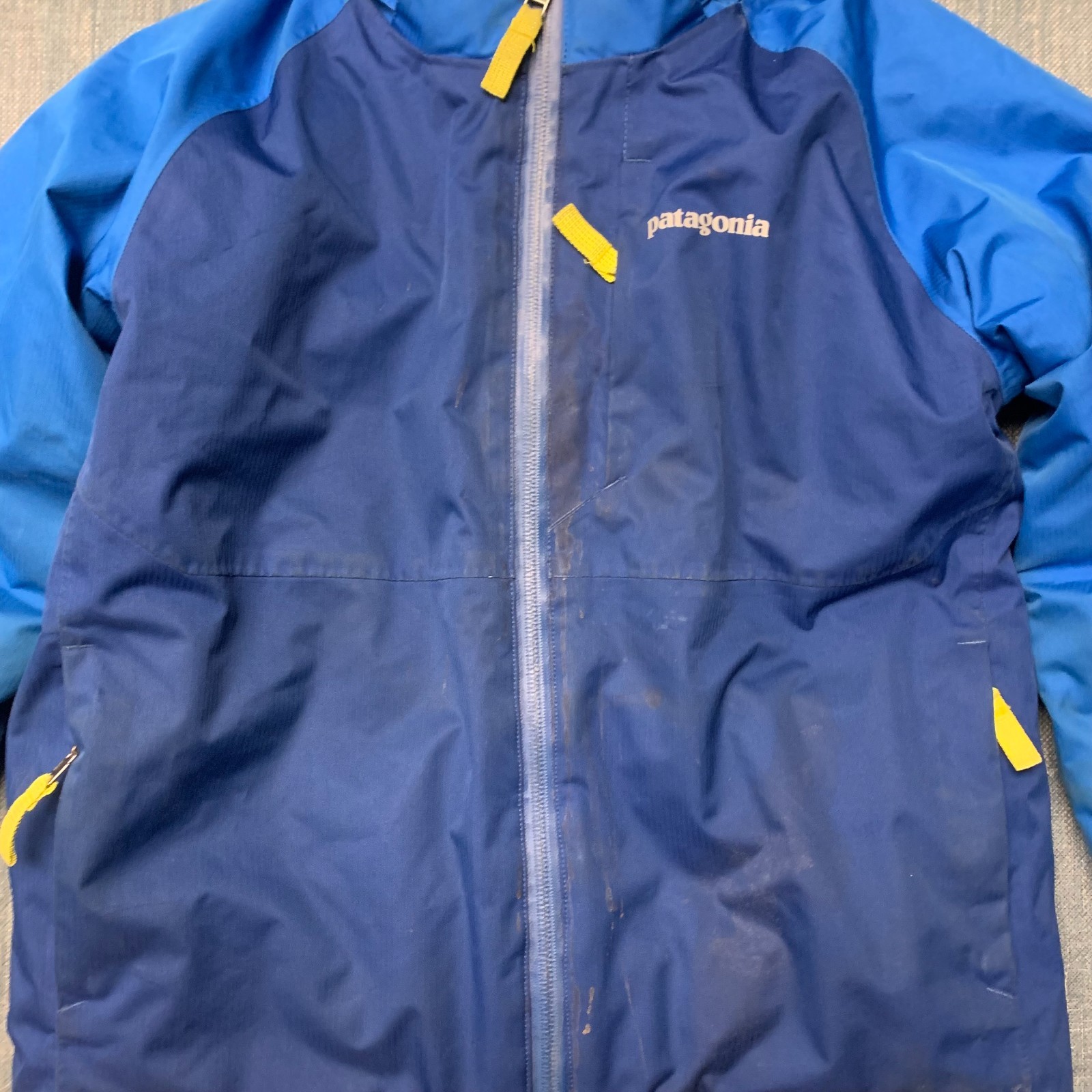 Patagonia Youth Ski Jacket Size XS 5-6 Blue Hooded Winter Insulated Full Zip