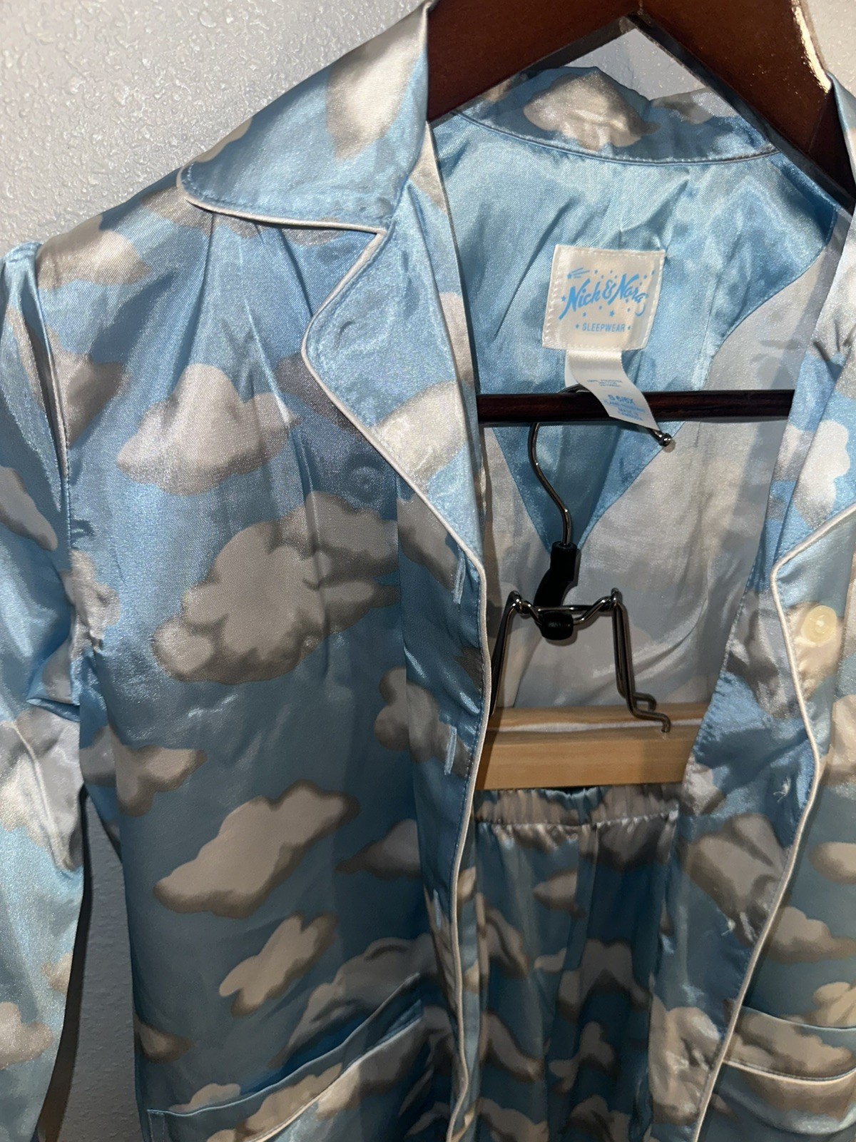 Nick & nora kids S 6/6X cloud pajama set boys girls unisex satin lightweight