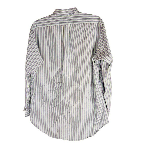 Ralph Lauren Men’s Multi-Stripe Button-Down Shirt 16.5 -34/35 Green/Purple/White