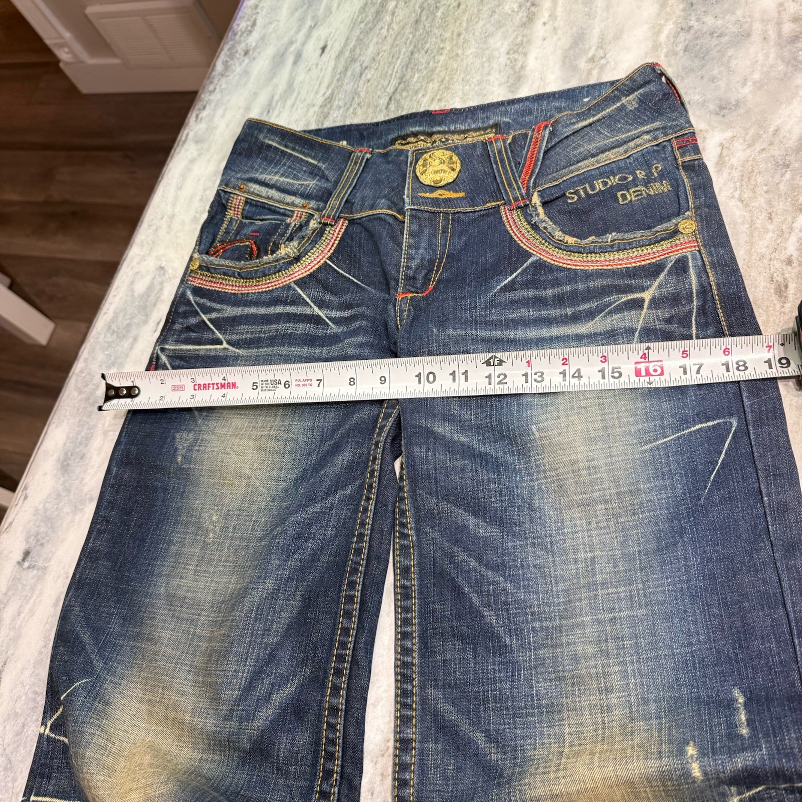 Studio R.P Flare Denim Pants y2k RED PEPPER Size 27 Vintage Rare