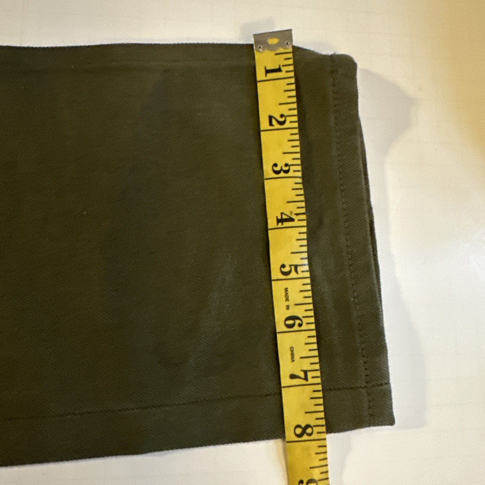 Gustin Mens Slim Fit Raw Selvedge Jeans Olive Green Size 34 x34 Made n USA Denim