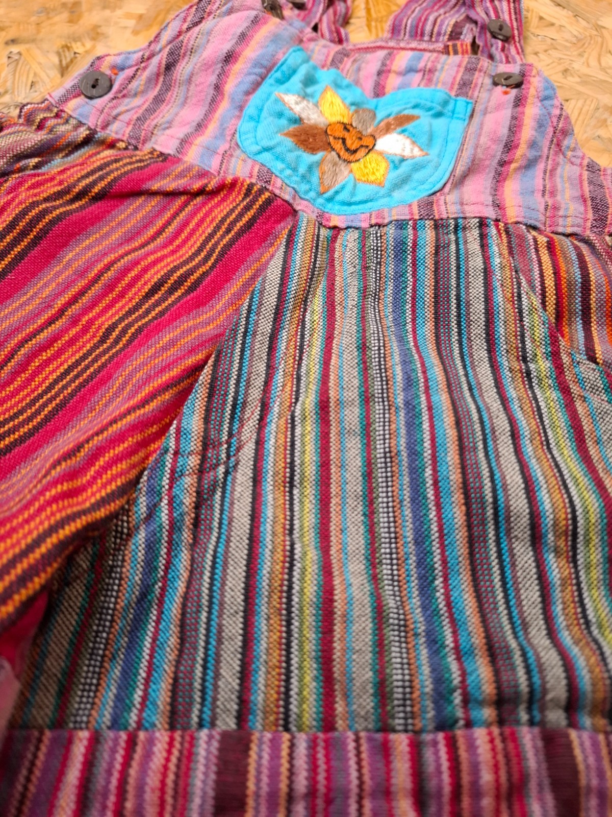 Nepal Patchwork Cotton Toddler Overalls Dungarees 9-12M Boho Hippie