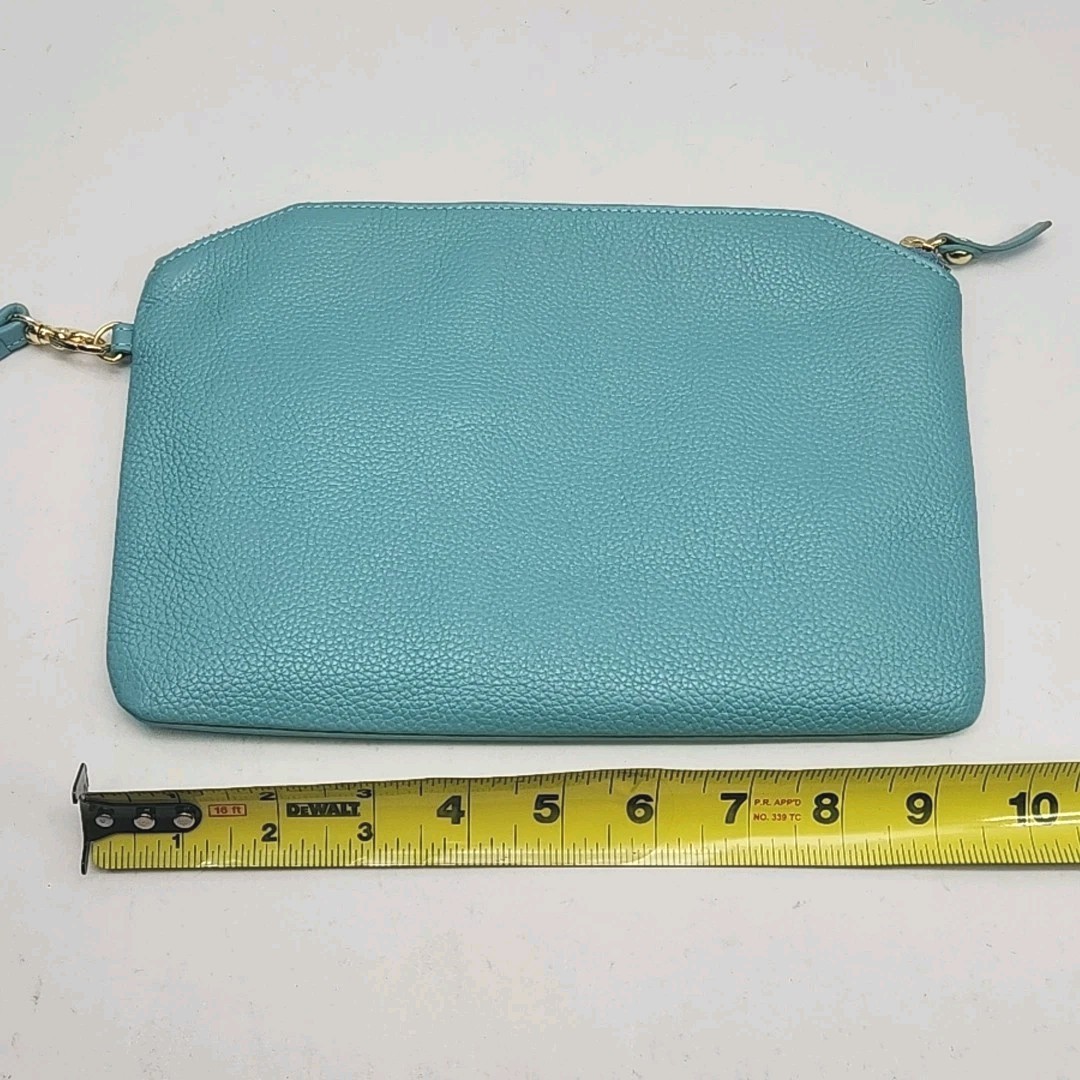 Lodis Wristlet Clutch Zip Wallet Pouch Organizer Blue Leather 9.75×6.75″ Purse