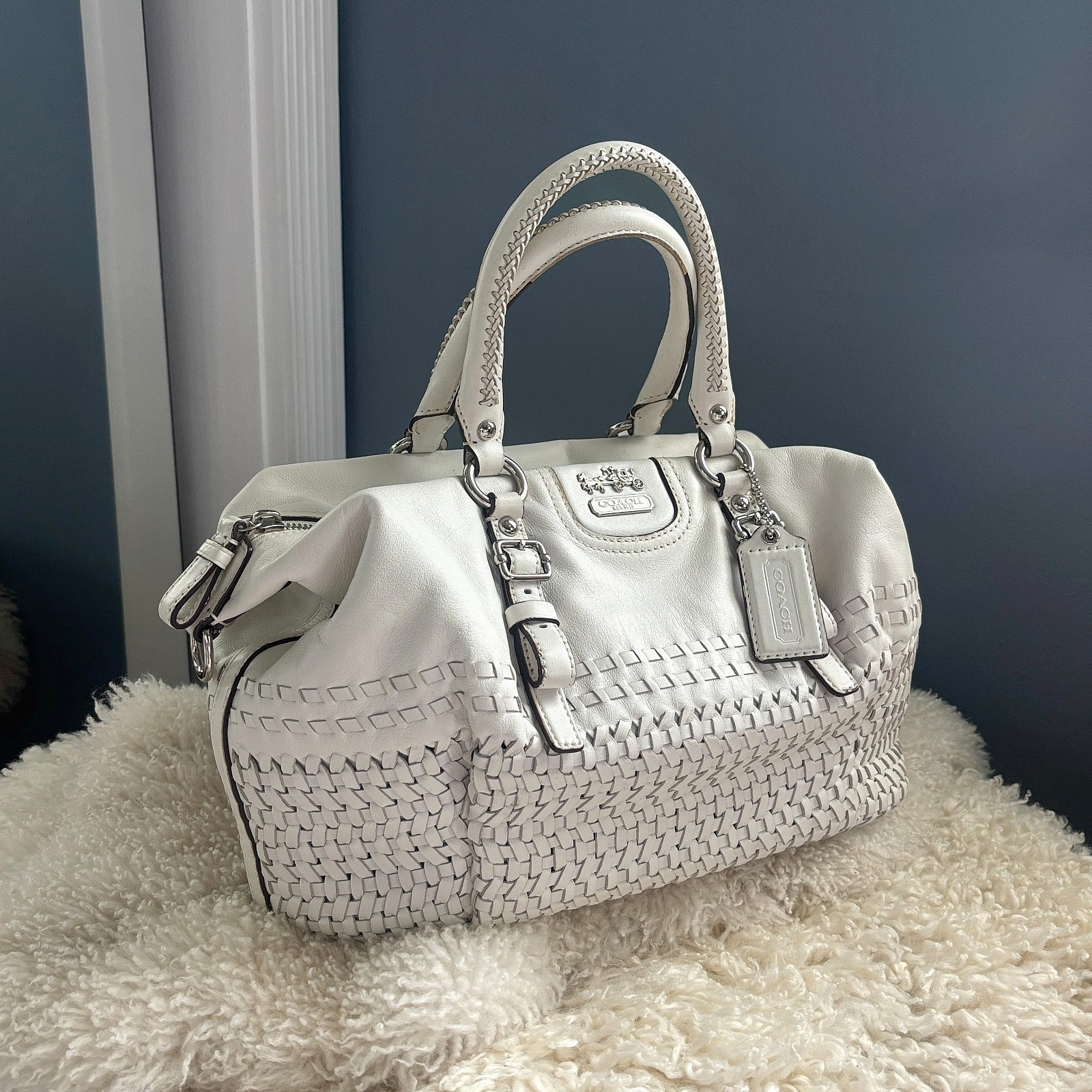 Coach Madison Juliette Satchel Bag in Natural White, Legacy