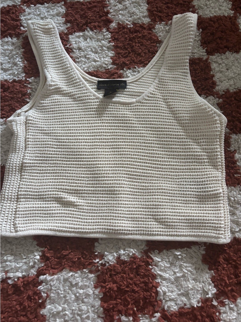 House of Harlow 1960 Cream Waffle Knit Crop Tank