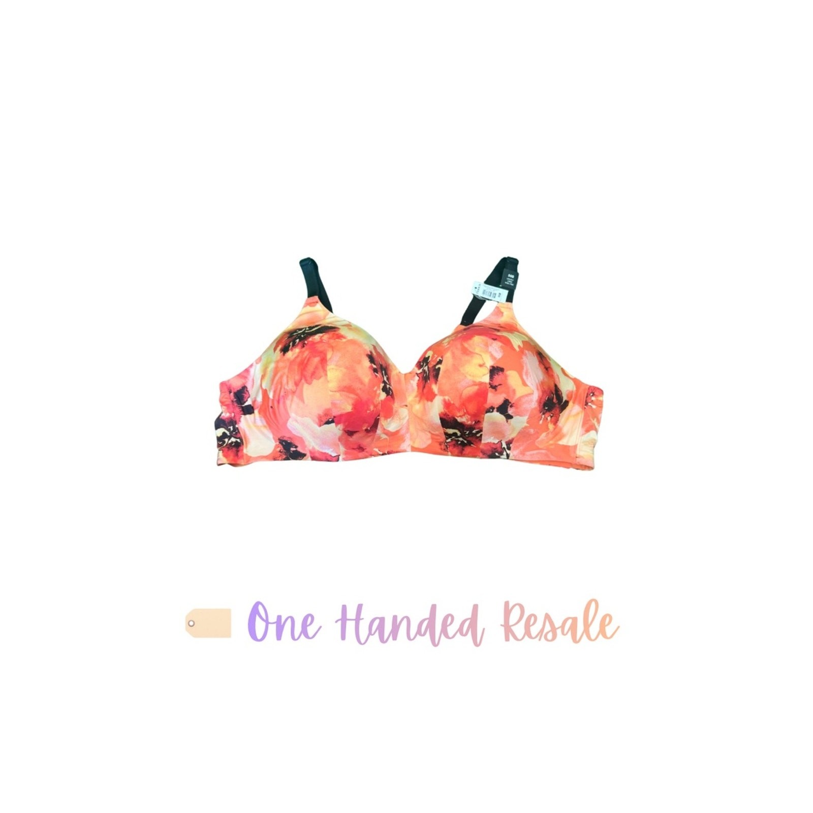 🌺 torrid Watercolor Coral Orange Floral Moulded Lightly Lined Wire-Free Bra 50B