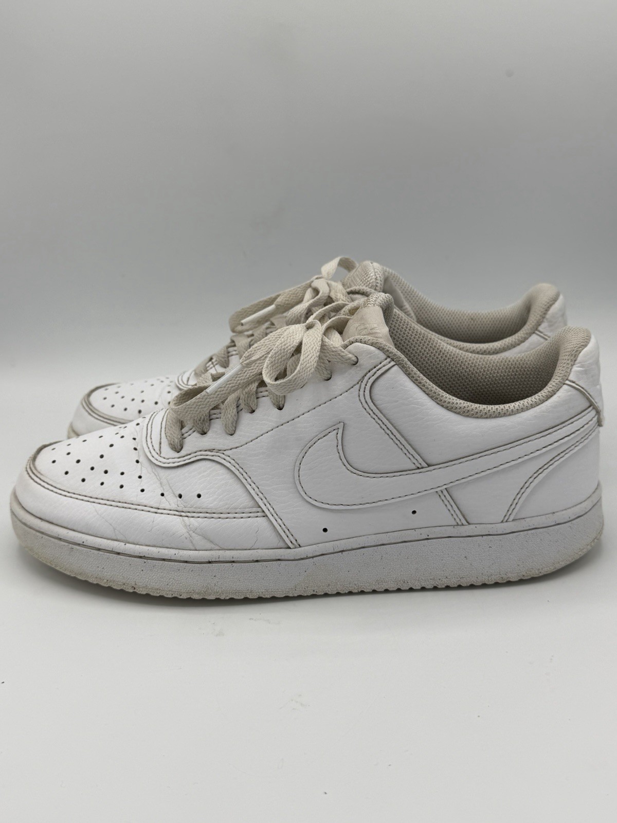Nike Court Vision Low Men White Leather Sneakers Size 8 DH2987 100