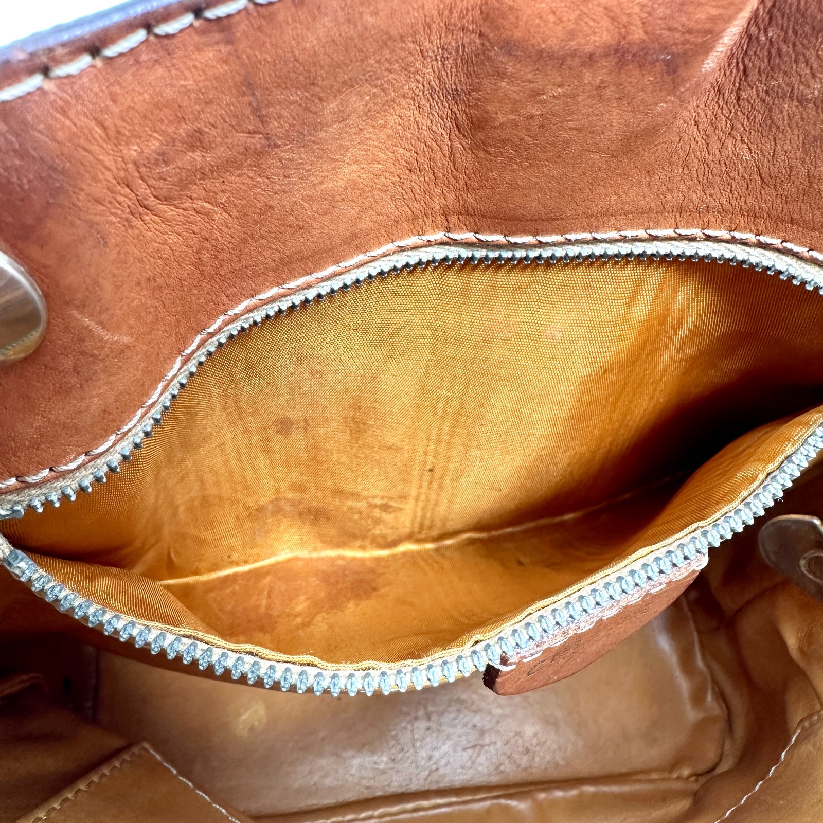 Vintage CELINE Macadam Drawstring Bucket One Shoulder Bag PVC Leather Brown