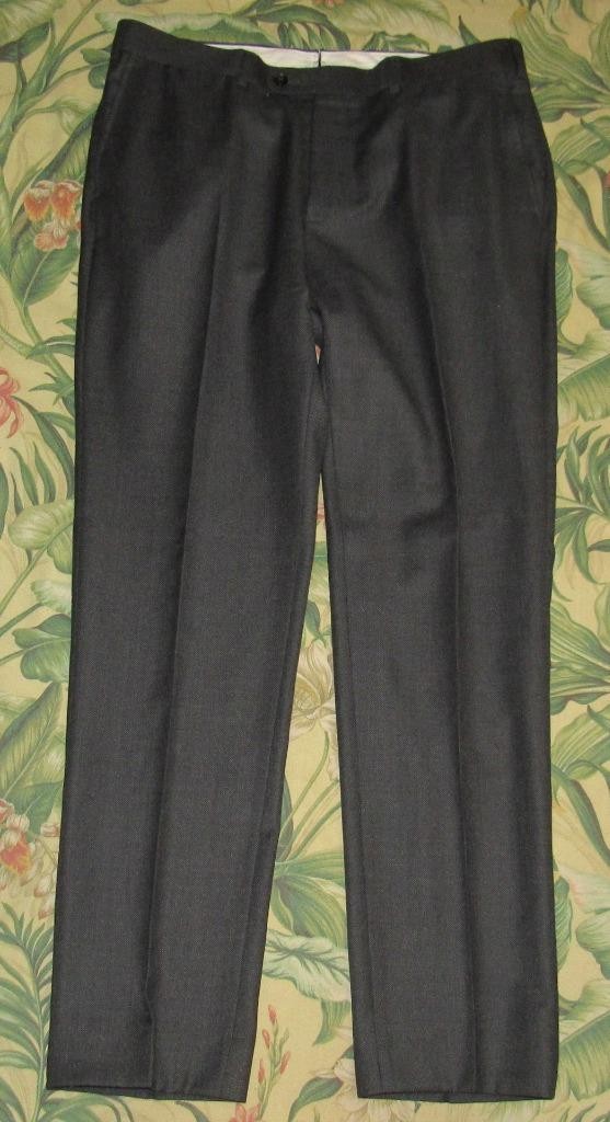 SUITSUPPLY Sienna INT Charcoal Grey Hopsack Wool Flat Front Dress Pants 34 x 30