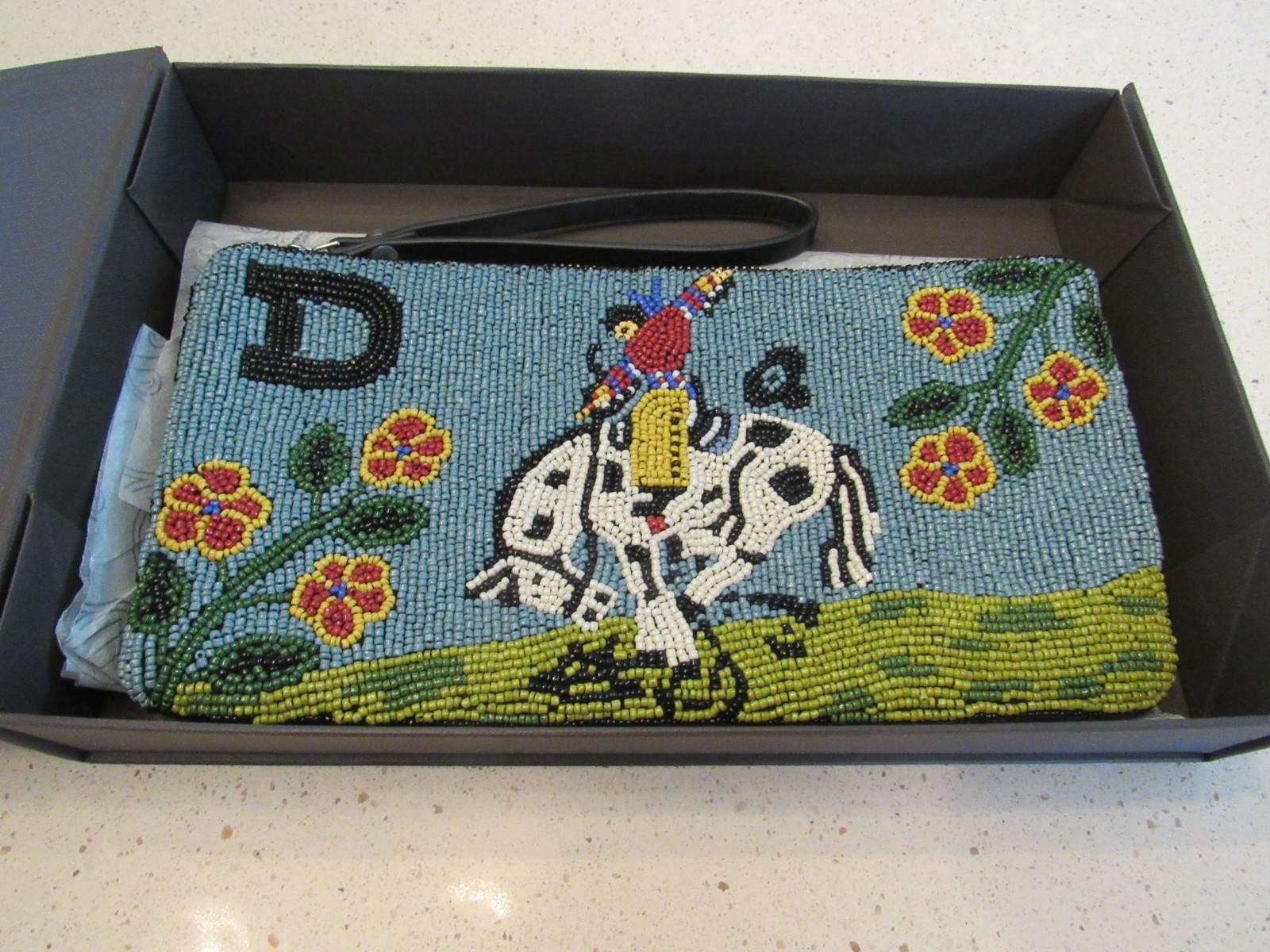 Double D Ranch Beaded Clutch EUC