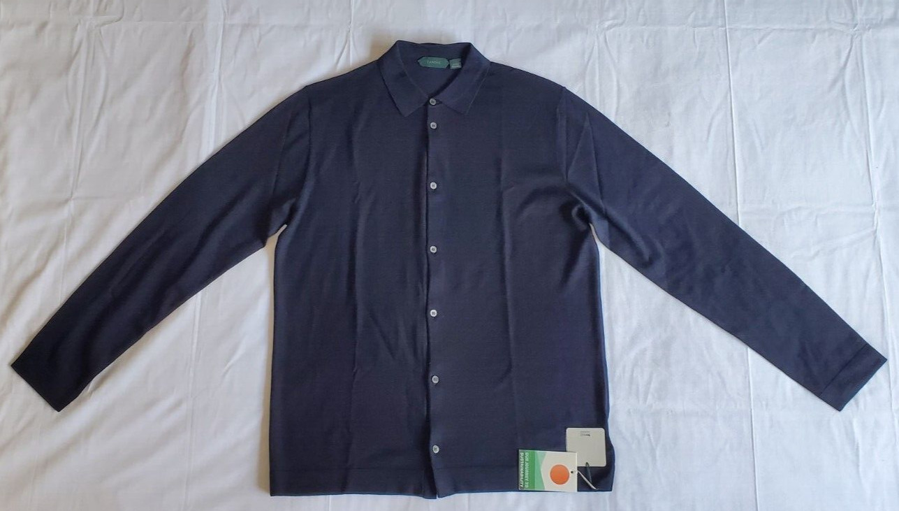 $595 NWT ZANONE CAMICIA FLEXWOOL F18 BUTTON DOWN BLUE LONG SLEEVE SHIRT MEN SZ54