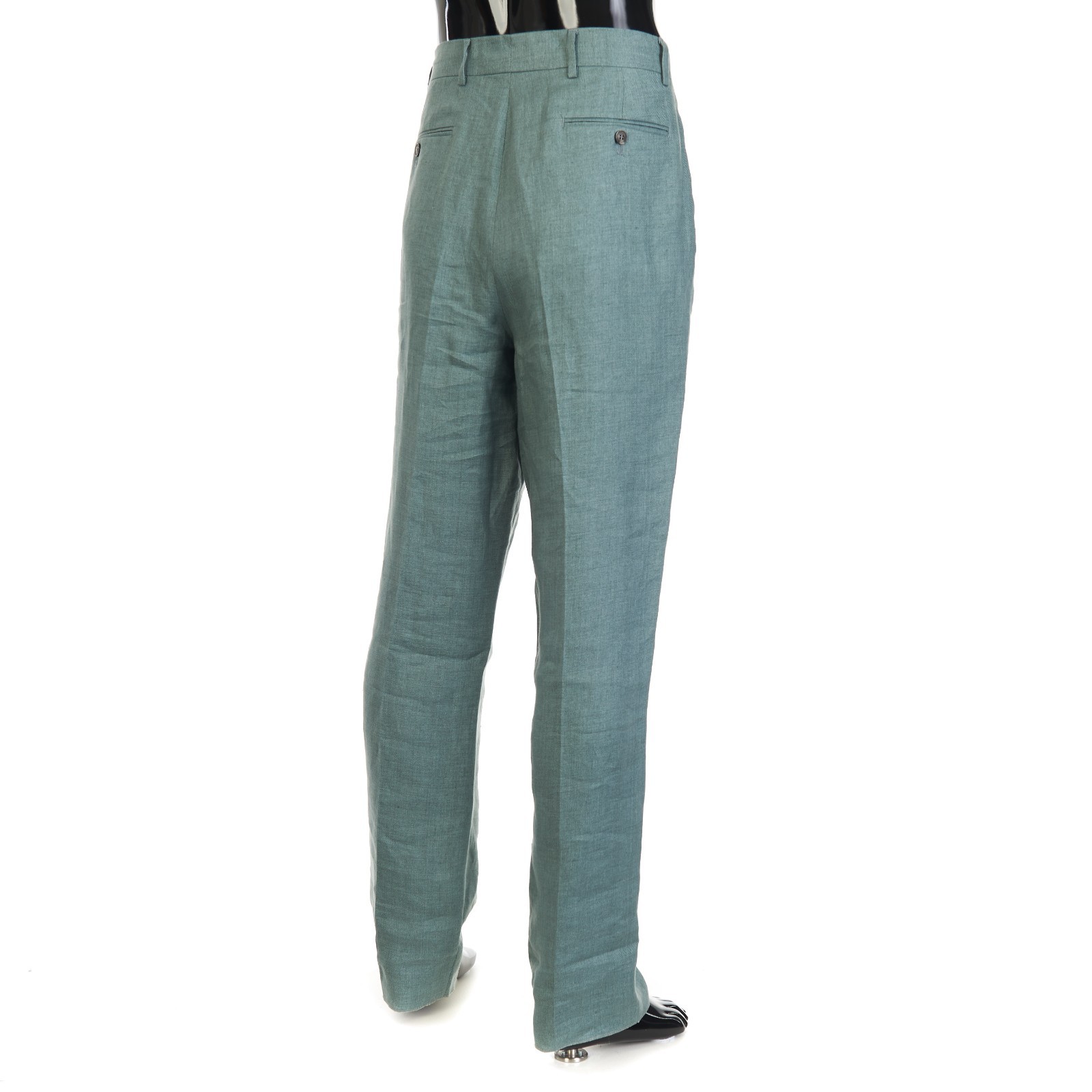 BRETT JOHNSON 930$ Single Pleat Linen Trousers