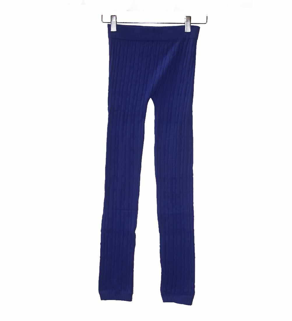 Seamless Cable Knit Skinny One Size Textured Slim Stretch Footless Leggings NEW