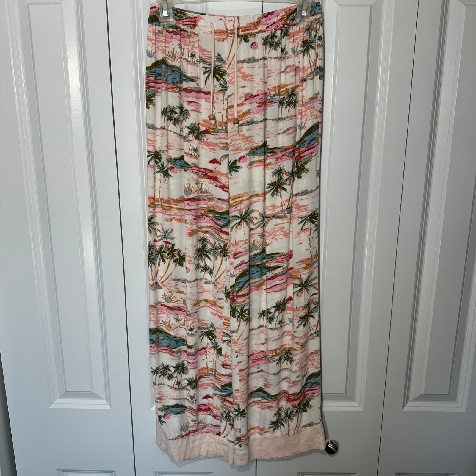 Intimately Free People Blue Lagoon Pants XS Pink Wide Leg Beachy Resort Tropical