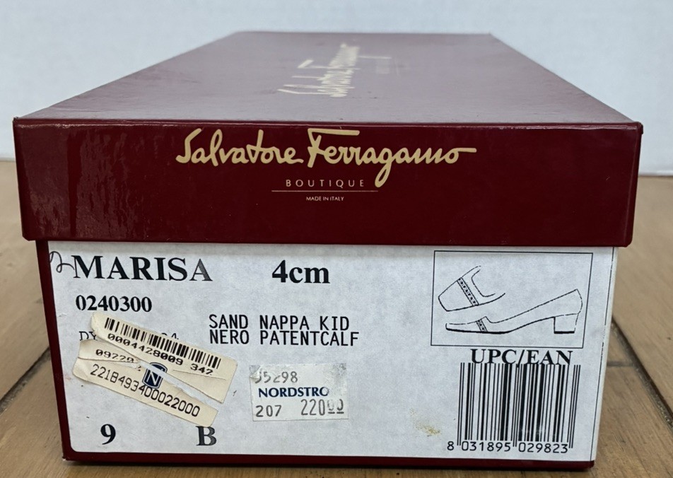 Salvatore Ferragamo Marisa 4cm 0240300 Sand Nappa Kid Nero Size 9