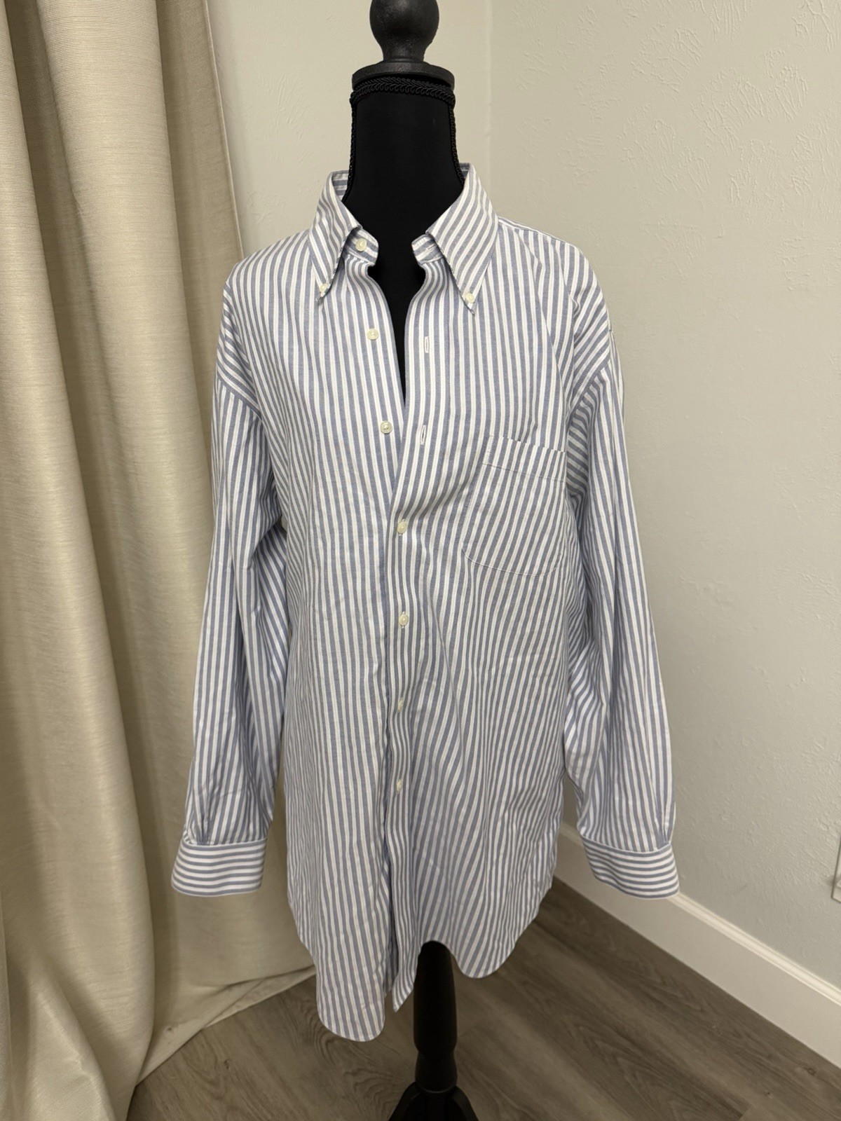 Brooks Brothers Men’s Blue Striped Traditional Fit Dress Shirt Sizes 17-34