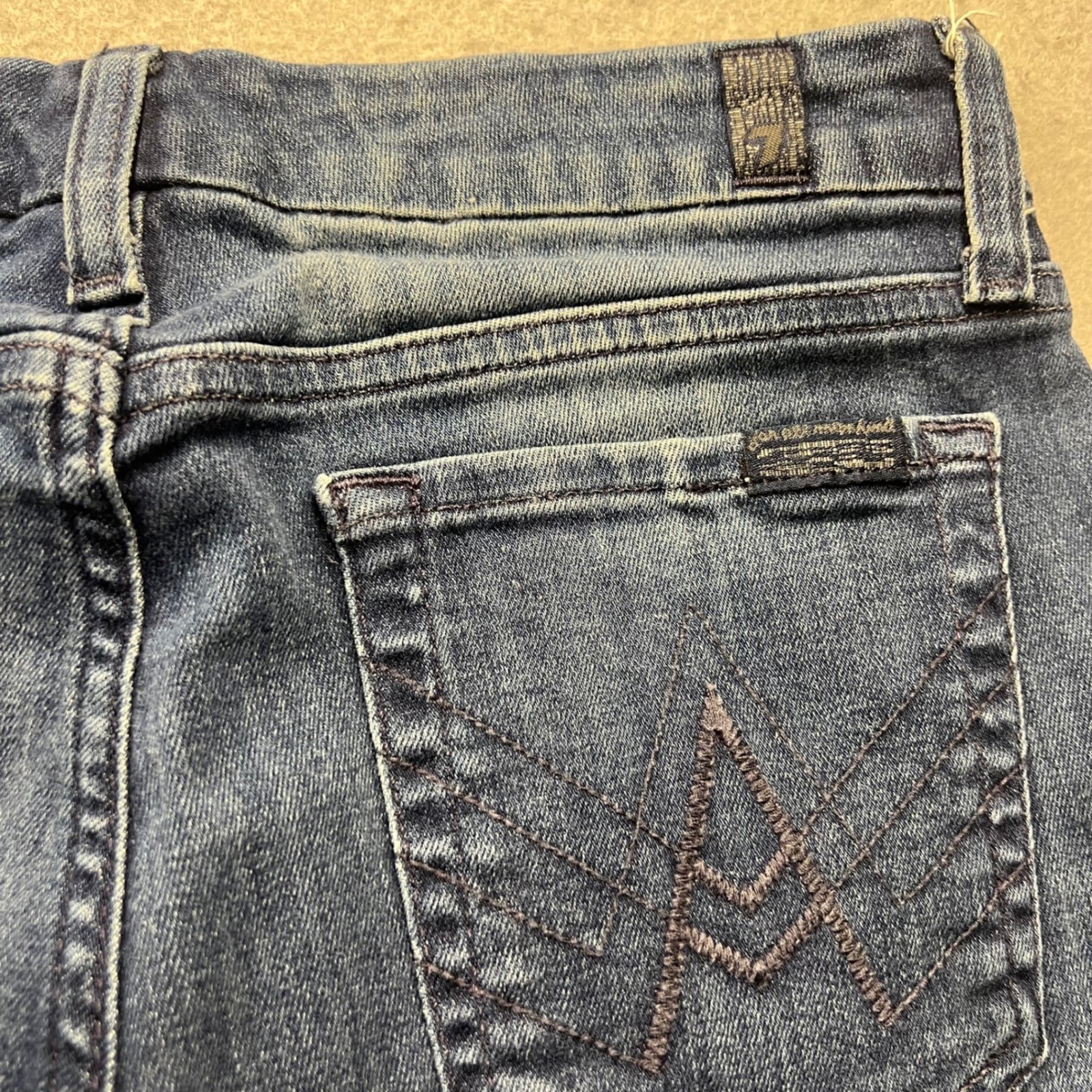 7 For All Mankind A Pocket Flare Jeans Blue Denim Wash Womens Size 27 1341