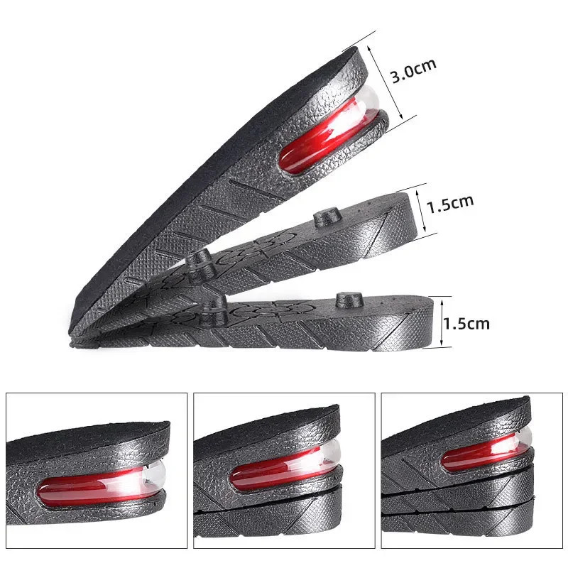 7.5Cm 6Cm 4.5Cm 3Cm Air Cushion Elevator Shoe Insole Lifts Inserts Half Insoles