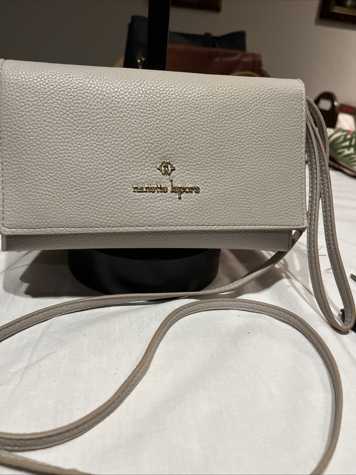Nanette Lepore Beige Crossbody Purse With Wallet And Wristlet Strap