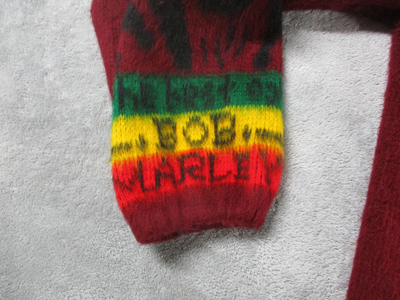 Tahuantinsuyo Sweater Mens M Red Wool Bob Marley Hooded Full Zip Graphic Rasta