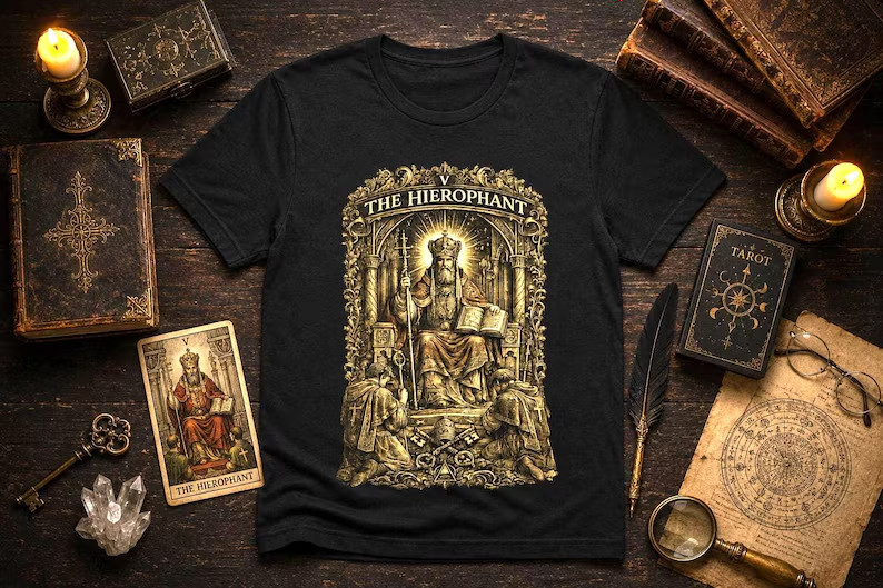 The Hierophant Tarot Card Shirt, Major Arcana V Tee, Vintage Occult T-Shirt