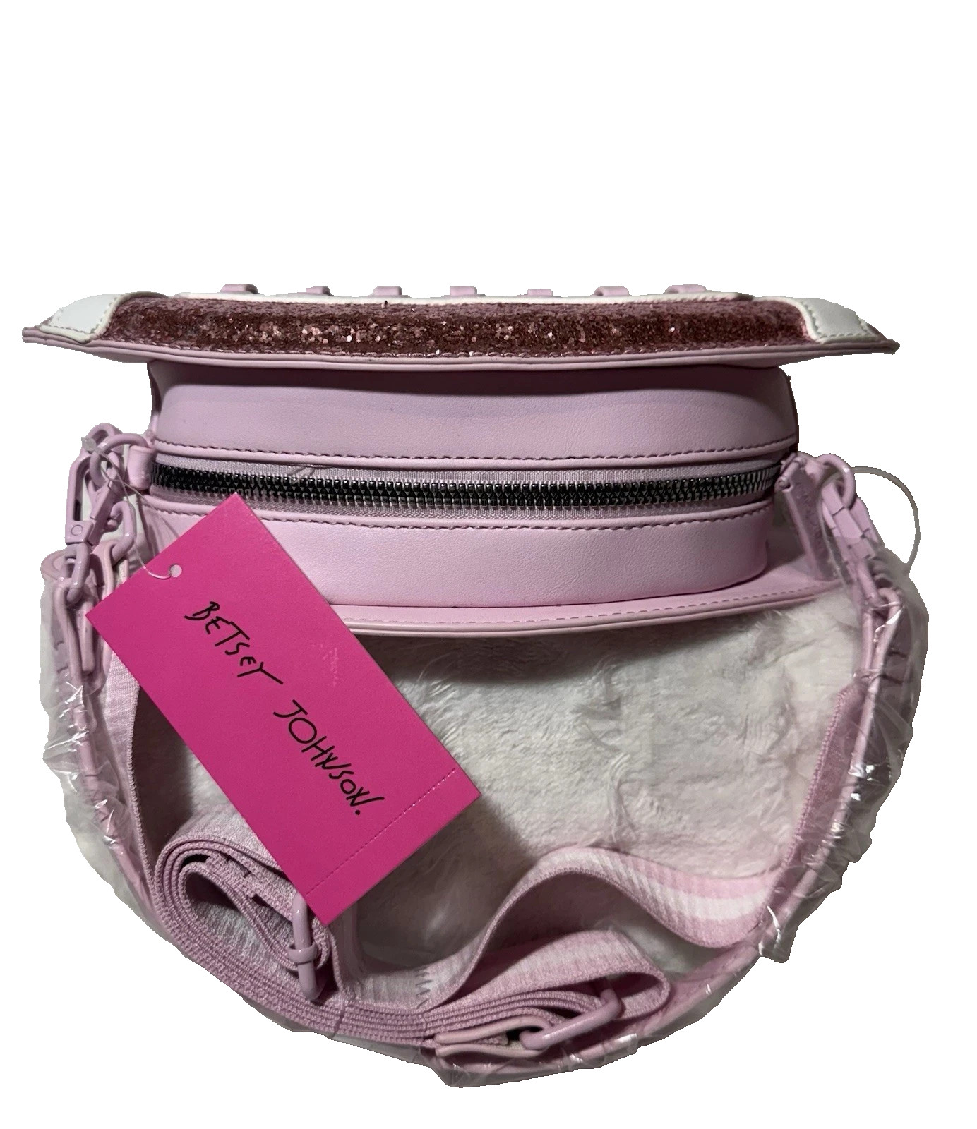 GAME DAY Betsey Johnson XO Blush Pink Sequin Football Cross Body Purse NWT