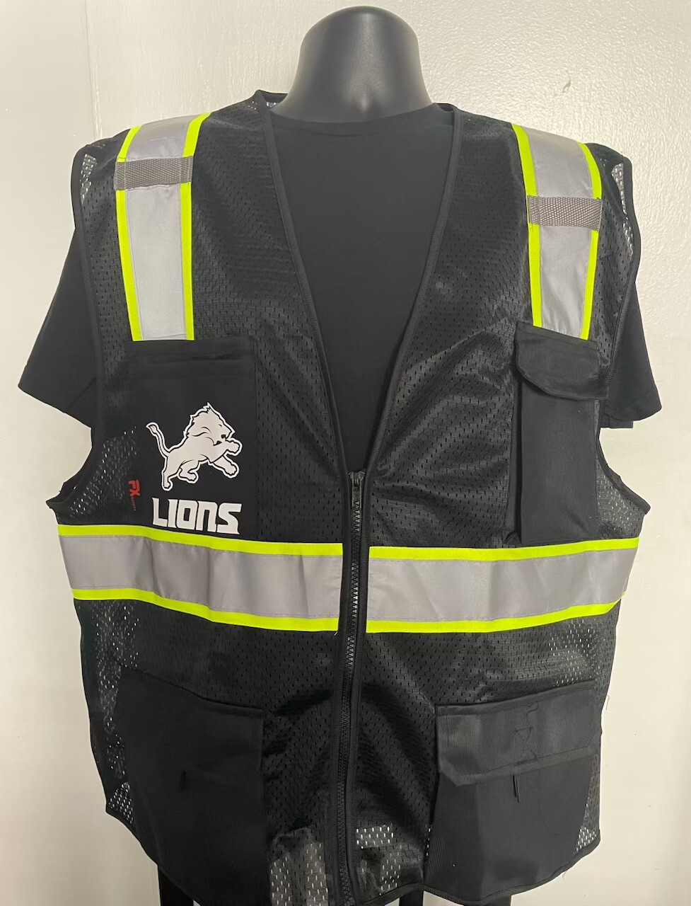 🏈🦺DETROIT LIONS REFLECTIVE SAFETY PPE VEST W/REFLECTIVE LOGO M/L/XL/2X/3X/4XL
