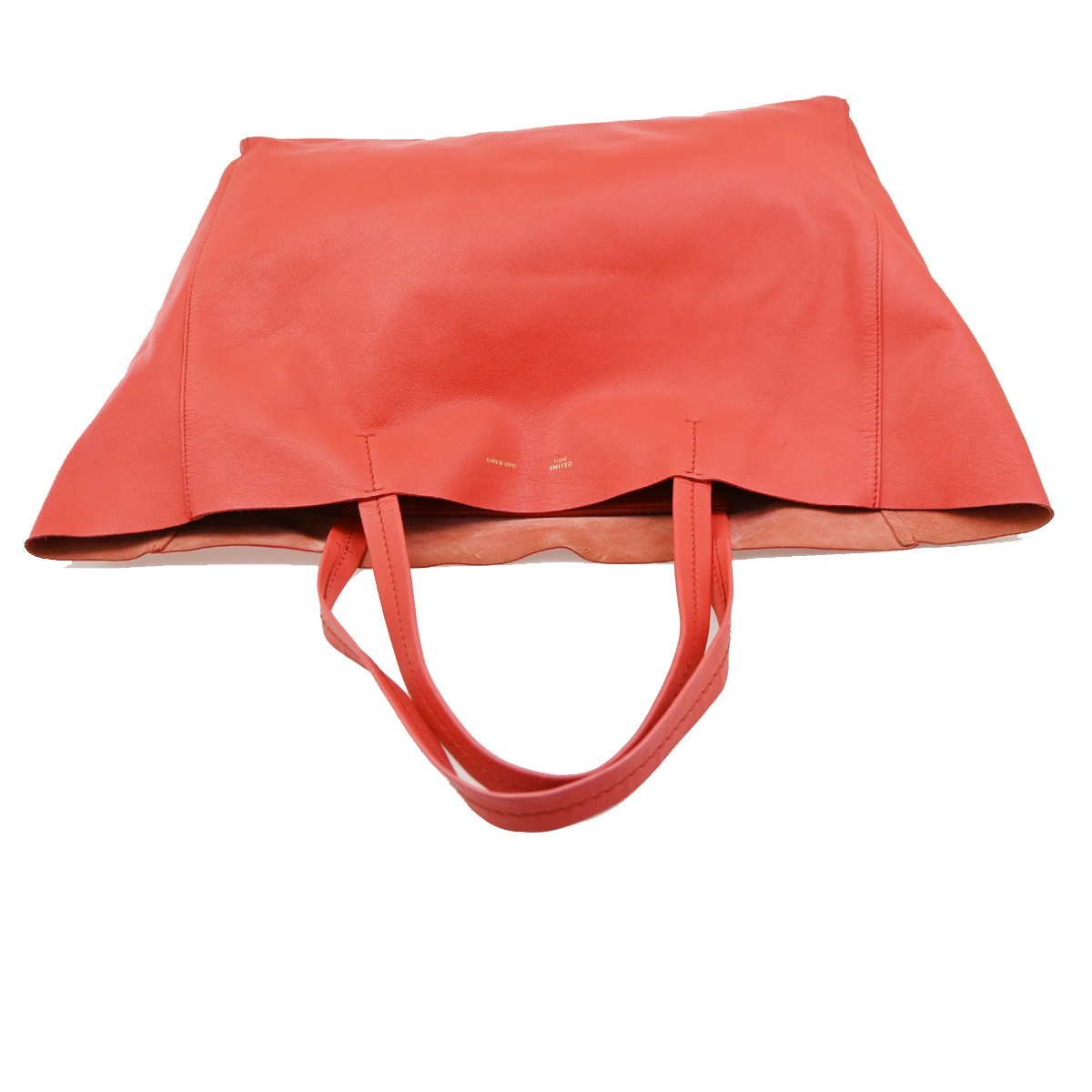 CELINE Logo Horizontal Cabas Shoulder Tote Bag Leather Red GHW Italy 35KD223