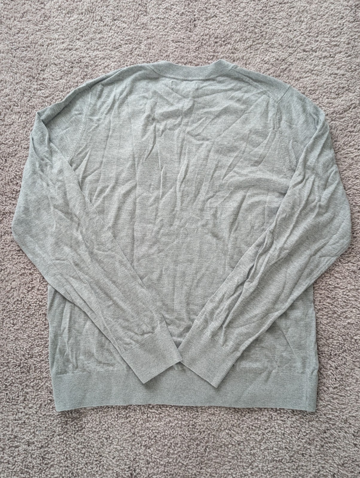 Quince Lightweight Cotton Cashmere V-Neck Sweater Womens Large Heather Gray NWT