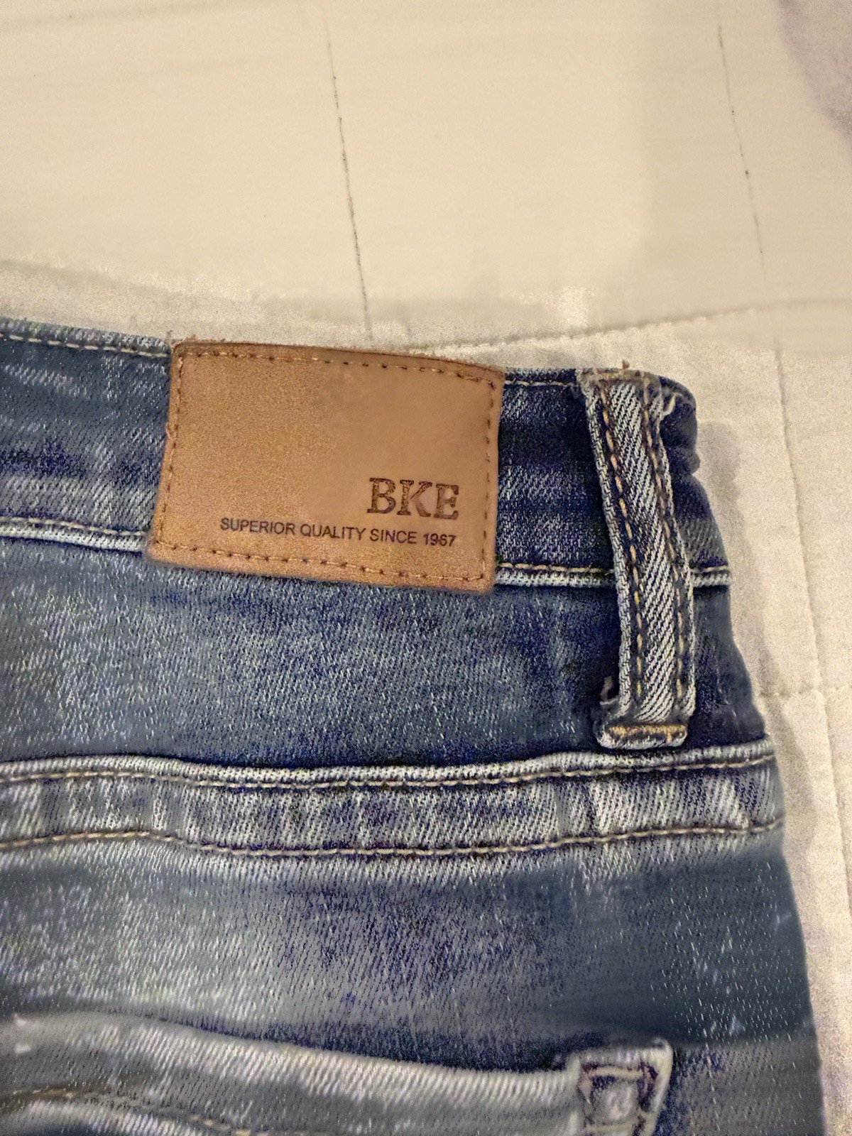 BKE Women’s Blue Medium Wash Bootcut High Rise Stretch 5-Pocket Distressed Jeans