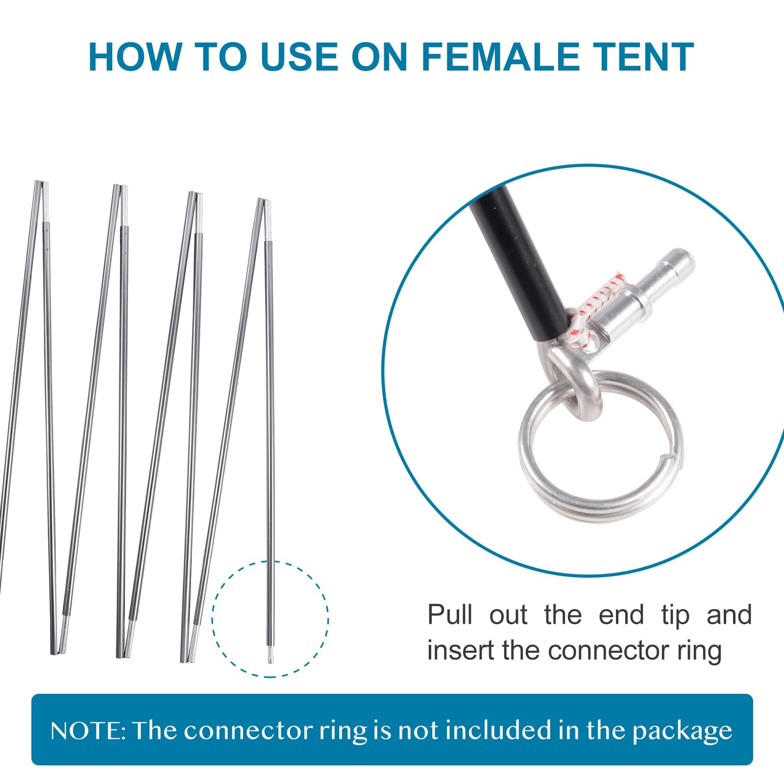 1 PC Preassembled Gray 7001 T6 Heated Aluminum Tent Pole Replacement Camping