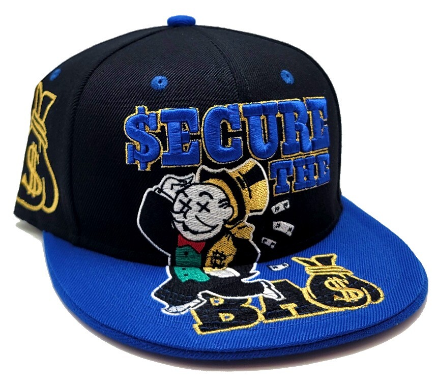 Secure the Money Penny Bag New Uncle Leader Rich Monopoly Era Snapback Hat Cap