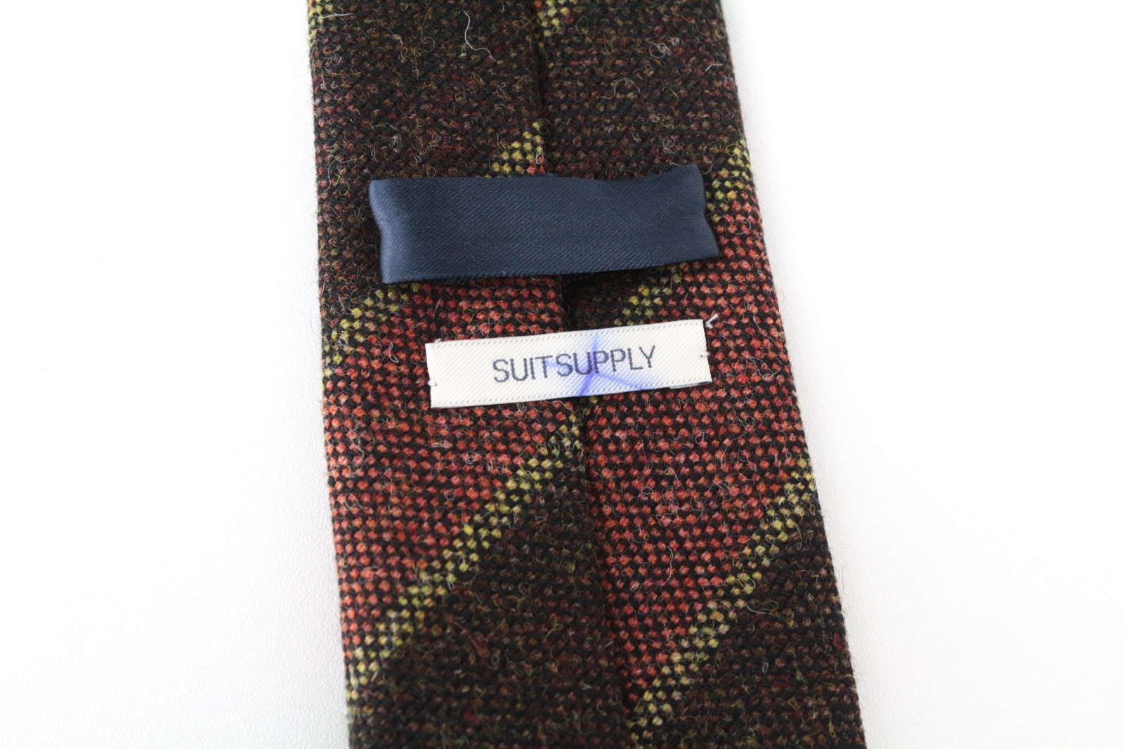 Suitsupply Men Necktie 150 x 8 cm Brown Striped Pure Wool Pointed-End