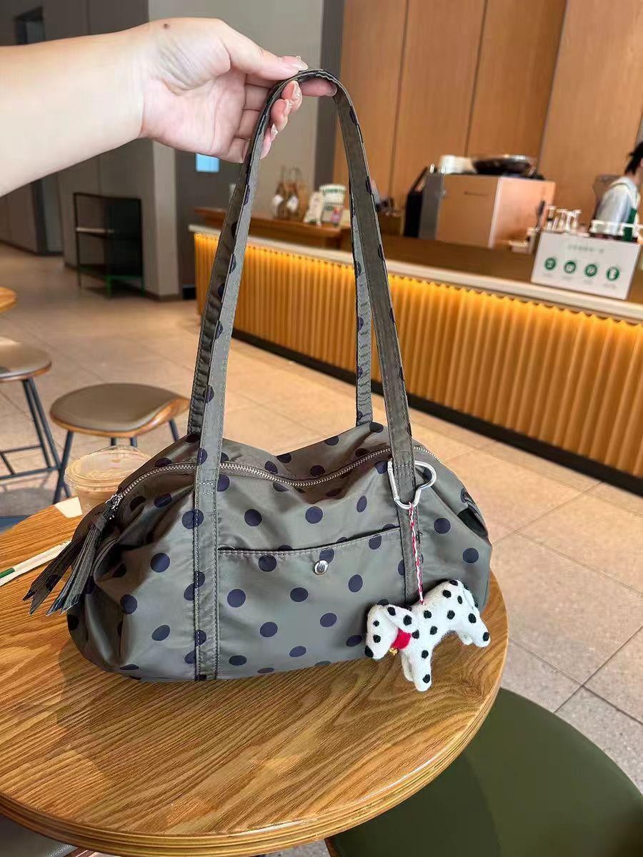 Korean Style Nylon Polka Dot Tote Bag Lightweight Women Casual Shoulder Handbag
