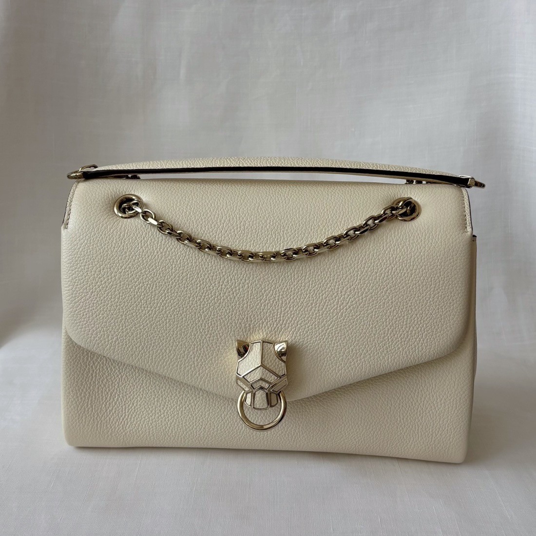 CARTIER Panthère Graphique Small Bag Cord Beige Handbag Purse Italy EXCELLENT