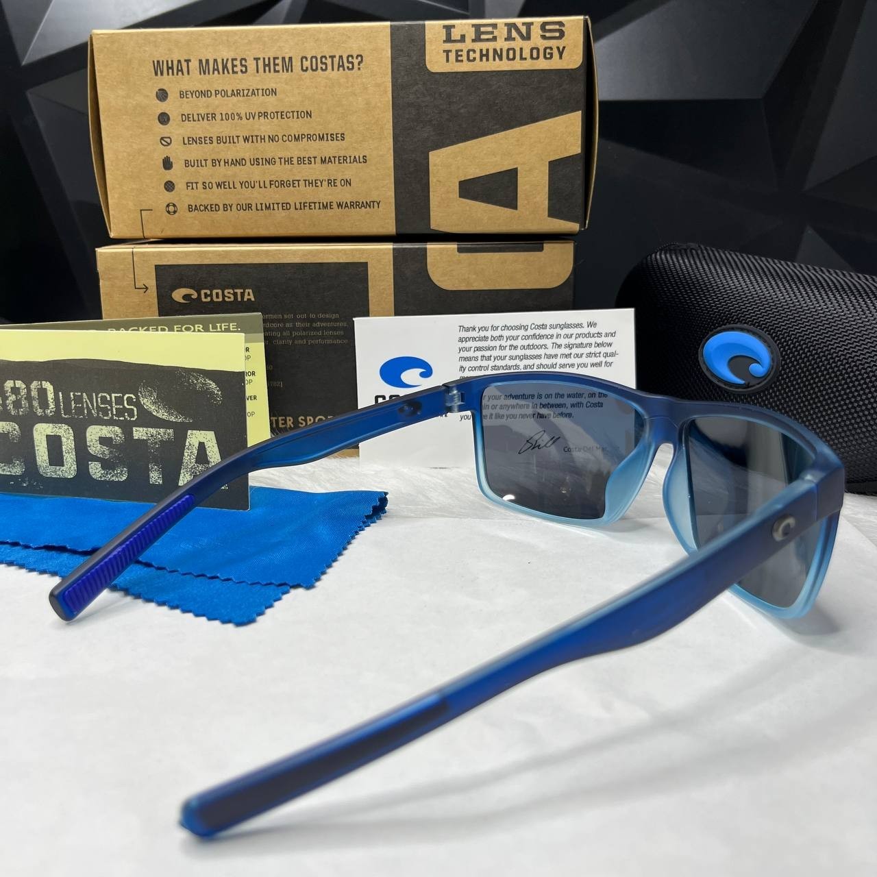Costa Del Mar Sunglasses Matte Blue Gradient Frame Silver Mirror Polarized 580P