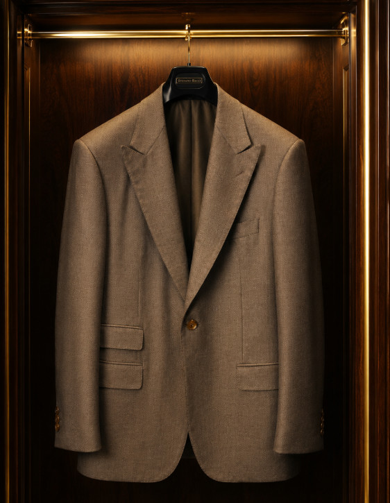 STEFANO RICCI 100% Cashmere Taupe Nailhead 1 Button Sport Coat 42 L (EU 52) NWT