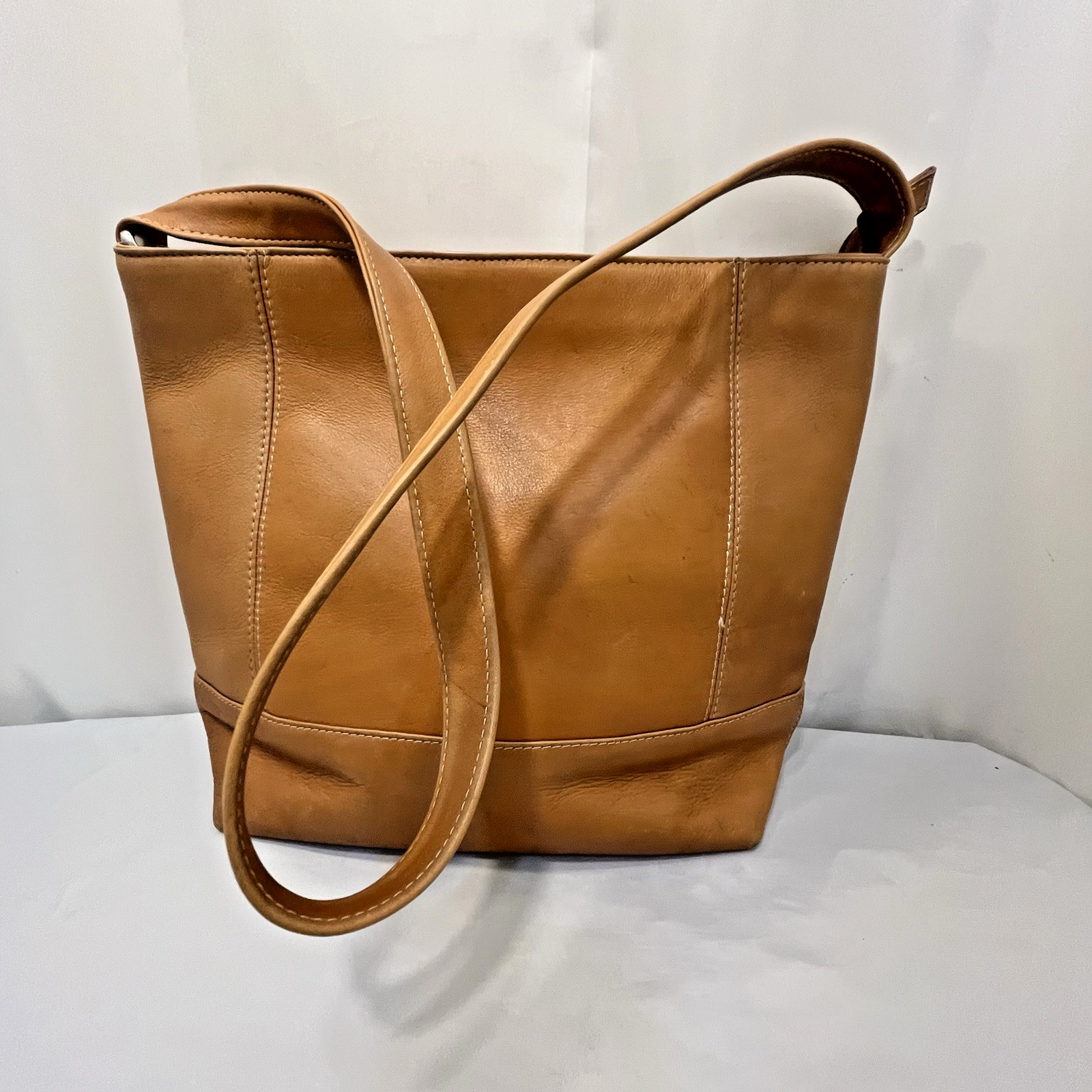 Le Donne Leather Collection Purse Shoulder Bag Soft Brown Bag Zip Top