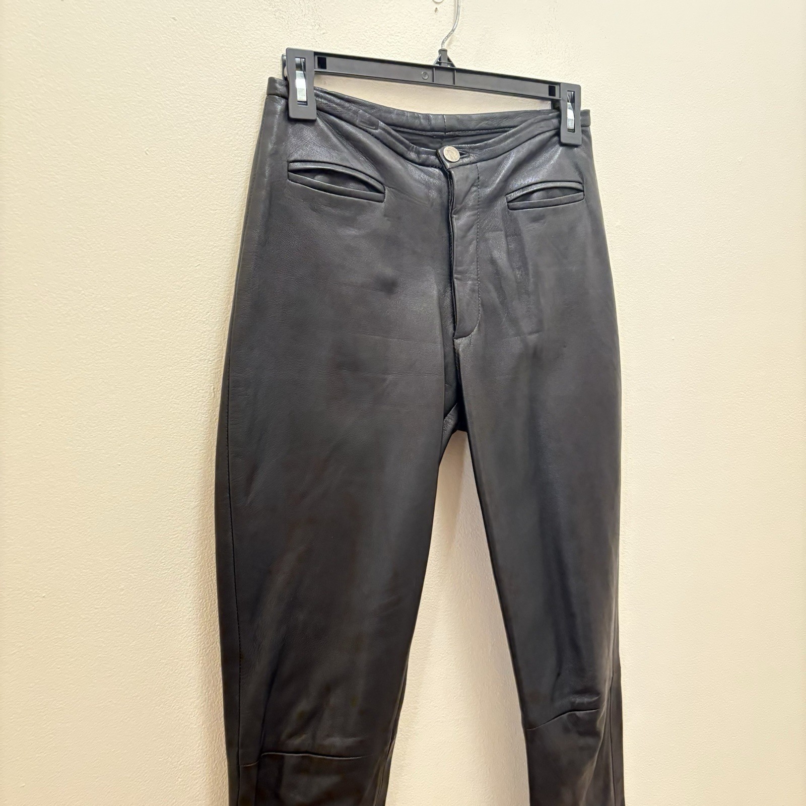 Vintage Arrow USA Black Western Cowboy Carter 100% Leather Pants Size 4 Small