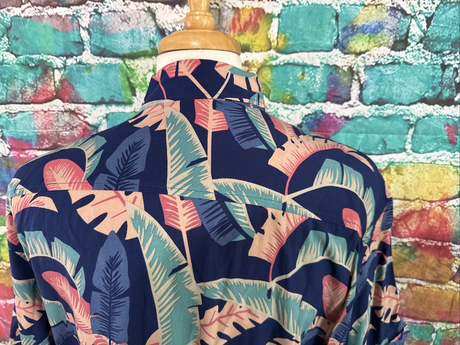 RSVLTS Paste l Palms 100% Bamboo Shirt Men Size XXL Blue Floral Button Up Pocket