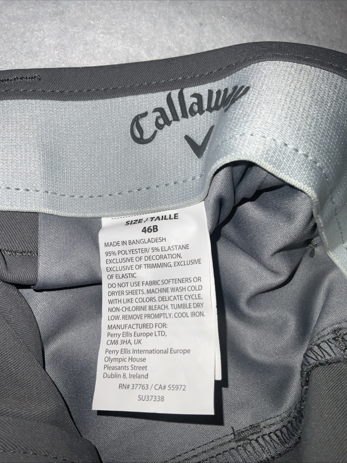 Callaway Men Stretch Flex Fabric Opti-Dri Quiet Shade Grey UPF 50 Shorts Sz 46B