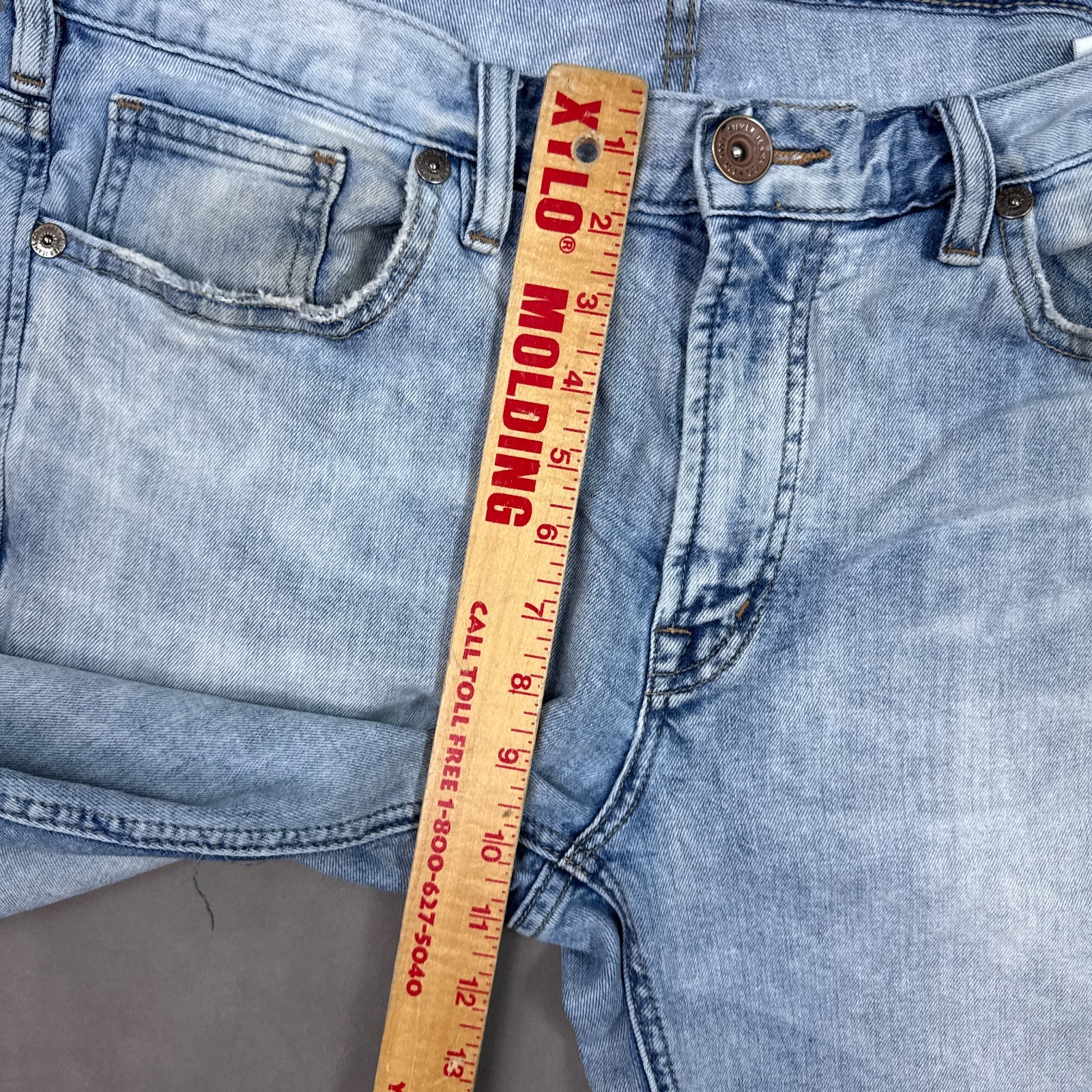 Silver Jeans Mens 34×34 Blue Craig Washed Out Faded Denim Pants Stretch Stone