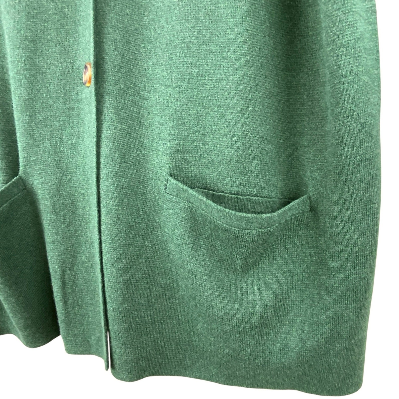 Lands’ End Sweater Knit Blazer Cardigan Size XL Dark Green 100% Cotton