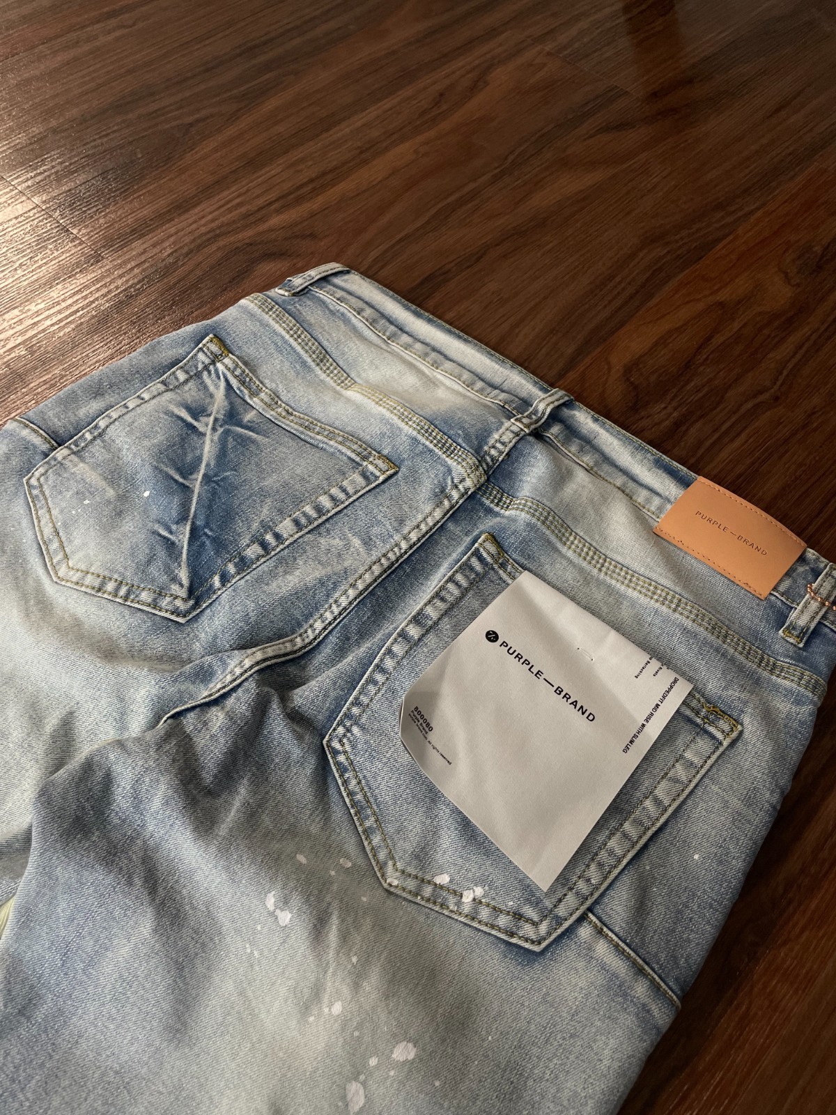 purple Brand Light Blue Wash Panel Distressed Flared Fit Denim
