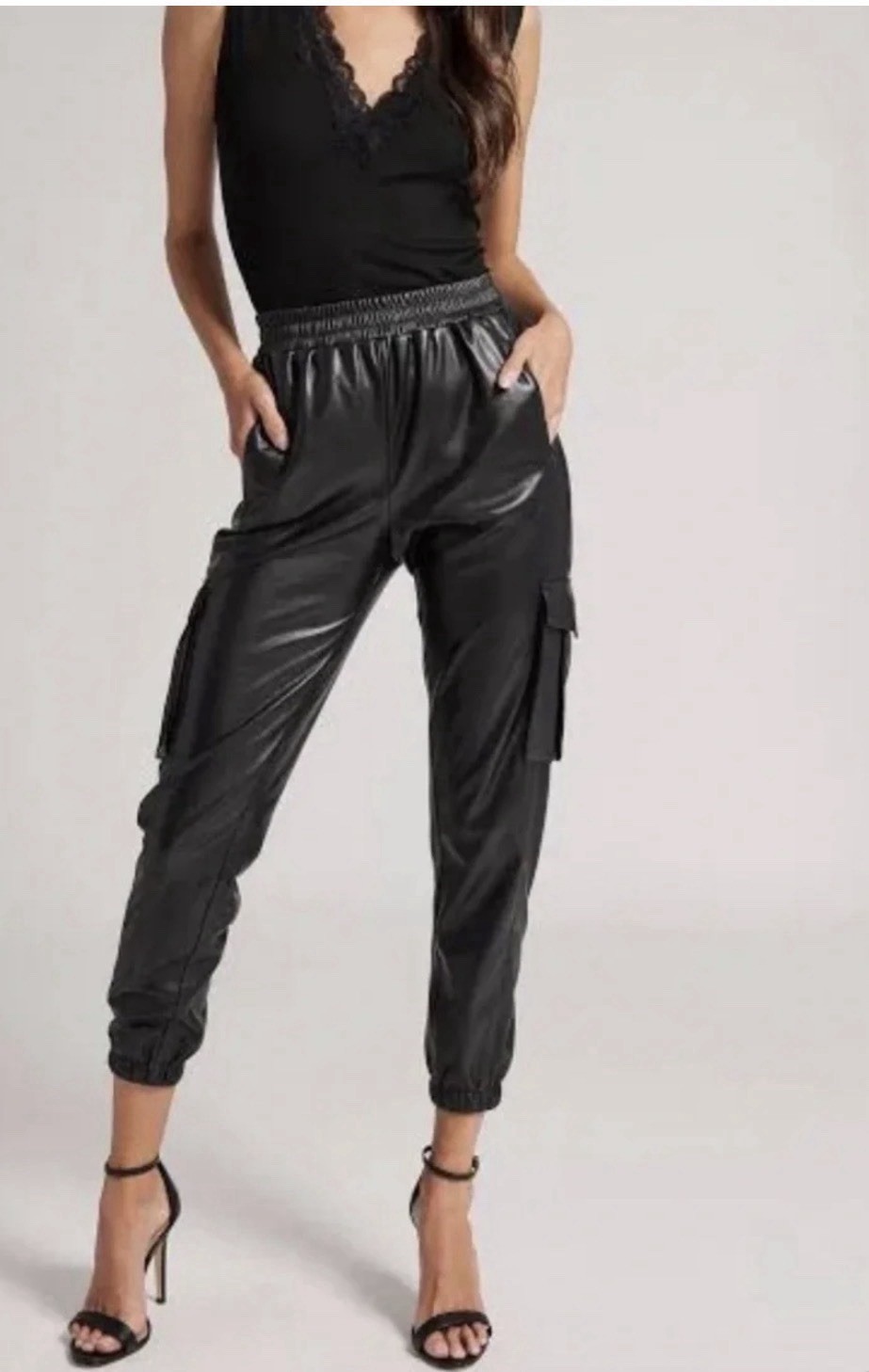 Generation Love Nate Faux Leather Cargo Pant Black Size Small