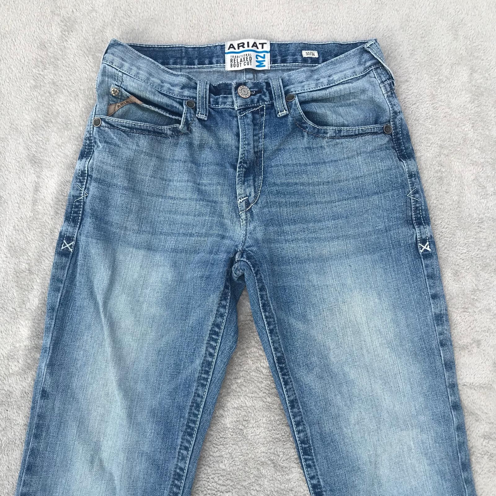Ariat Legacy M2 Relaxed Boot Cut Mens 32×34 Jeans Blue Denim Ranch Rodeo